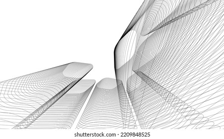 Abstract architectural drawing 3d illustration