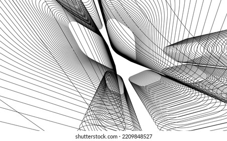 Abstract architectural drawing 3d illustration