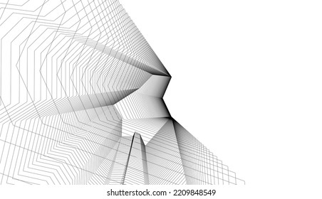 Abstract architectural drawing 3d illustration
