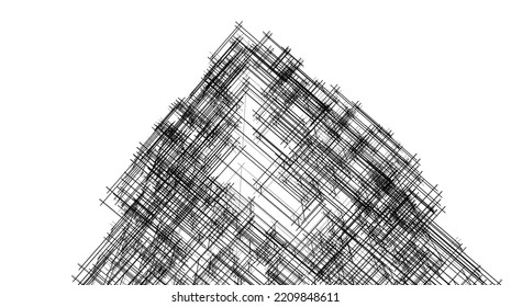 Abstract architectural drawing 3d illustration
