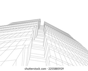 Abstract architectural drawing 3d illustration