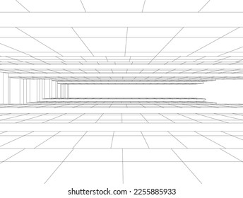 Dibujo arquitectónico abstracto Ilustración 3d
