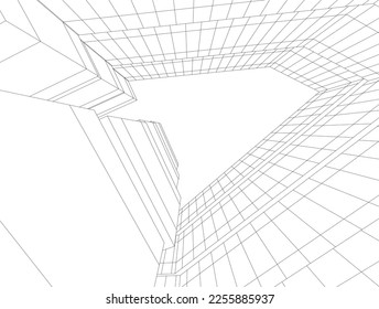 Abstract architectural drawing 3d illustration