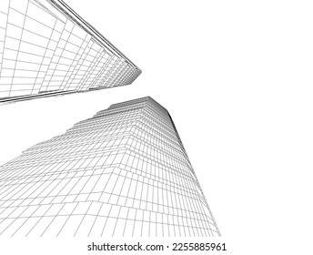 Abstract architectural drawing 3d illustration