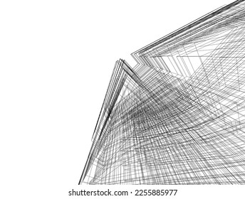Abstract architectural drawing 3d illustration