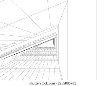 Abstract architectural drawing 3d illustration