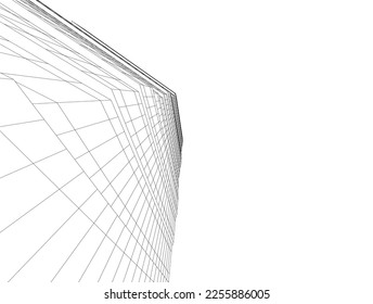 Abstrakte architektonische Zeichnung 3D-Illustration