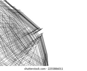 Abstract architectural drawing 3d illustration