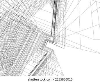 Abstract architectural drawing 3d illustration
