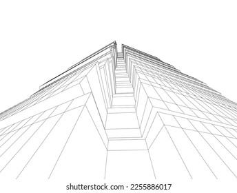 Abstract architectural drawing 3d illustration
