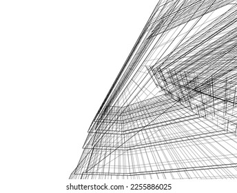 Abstract architectural drawing 3d illustration