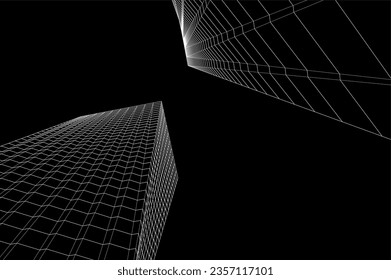 Dibujo arquitectónico abstracto Ilustración 3d