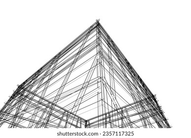 Abstract architectural drawing 3d illustration