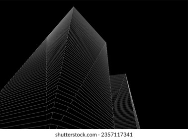 Dibujo arquitectónico abstracto Ilustración 3d