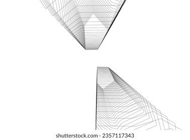 Abstract architectural drawing 3d illustration