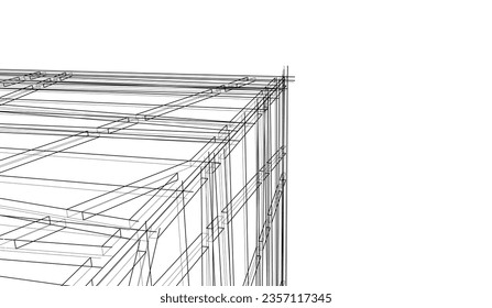 Abstract architectural drawing 3d illustration