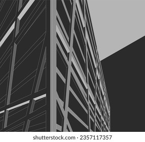 Dibujo arquitectónico abstracto Ilustración 3d