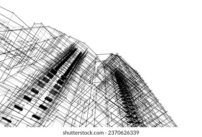 Abstract architectural drawing 3d illustration