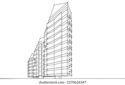 Abstract architectural drawing 3d illustration