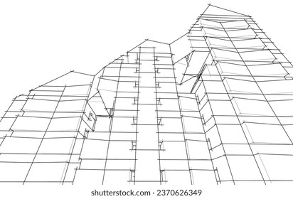 Abstract architectural drawing 3d illustration