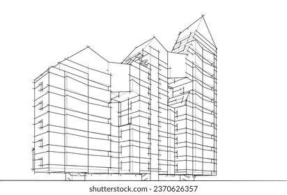 Dibujo arquitectónico abstracto Ilustración 3d