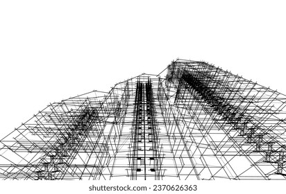 Abstrakte architektonische Zeichnung 3D-Illustration