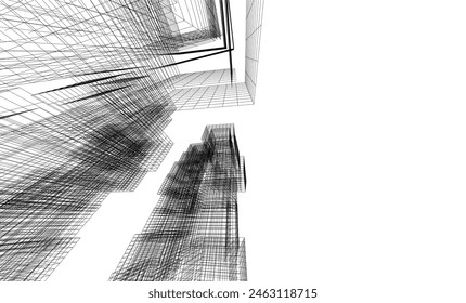 abstract architectural drawing 3d illustration