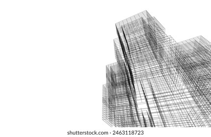 dibujo arquitectónico abstracto ilustración 3d
