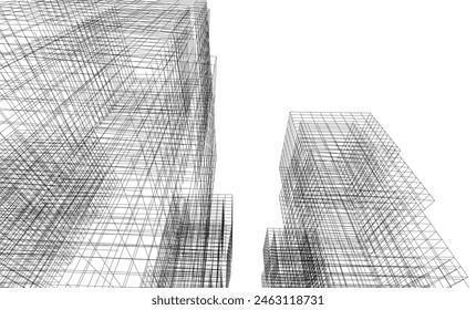 dibujo arquitectónico abstracto ilustración 3d