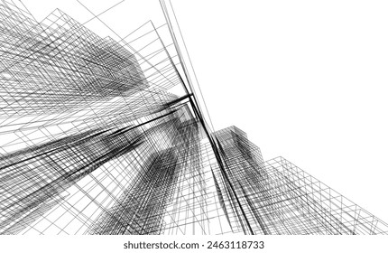 abstract architectural drawing 3d illustration