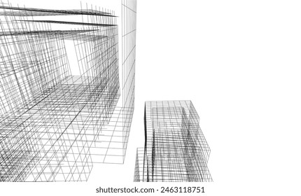 dibujo arquitectónico abstracto ilustración 3d
