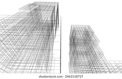 dibujo arquitectónico abstracto ilustración 3d