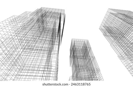 dibujo arquitectónico abstracto ilustración 3d