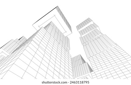 abstract architectural drawing 3d illustration