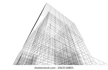 Abstrakte Architekturzeichnung 3D-Illustration
