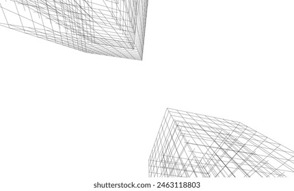 dibujo arquitectónico abstracto ilustración 3d