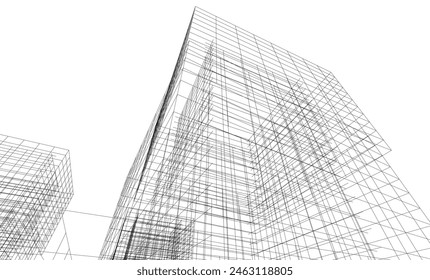 abstract architectural drawing 3d illustration