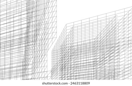 abstract architectural drawing 3d illustration