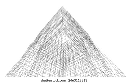 dibujo arquitectónico abstracto ilustración 3d