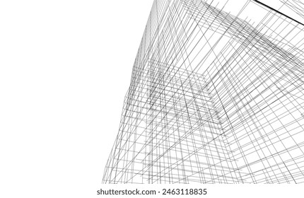 abstract architectural drawing 3d illustration