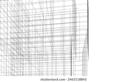 Abstrakte Architekturzeichnung 3D-Illustration