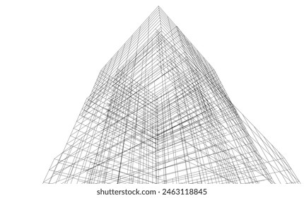 Abstrakte Architekturzeichnung 3D-Illustration