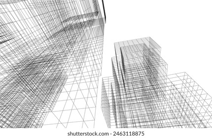 abstract architectural drawing 3d illustration