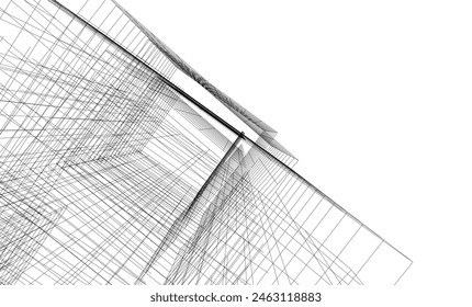 abstract architectural drawing 3d illustration