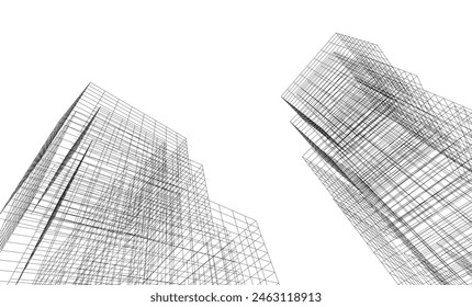 dibujo arquitectónico abstracto ilustración 3d
