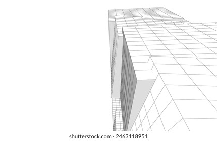 dibujo arquitectónico abstracto ilustración 3d