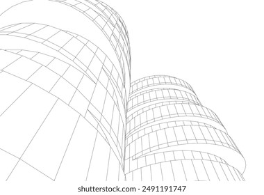 abstract architectural drawing  3d illustration