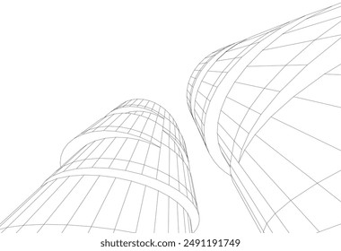 abstract architectural drawing  3d illustration