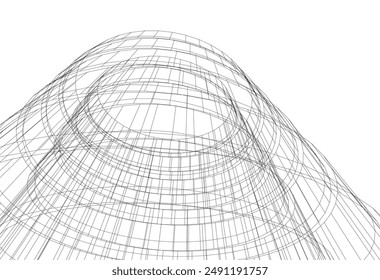 abstract architectural drawing  3d illustration