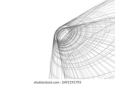 Abstrakte Architekturzeichnung 3D-Illustration